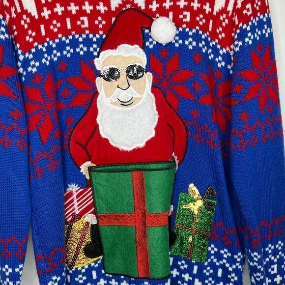 Ugly Cute Christmas Jolly Sweater Santa Sunglasses Shades Gift Box Pocket Medium - Picture 3 of 7